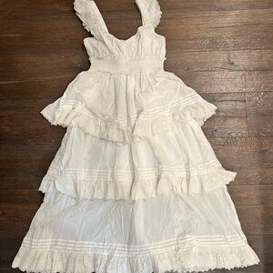 Ruffle tierd white eyelet Dress